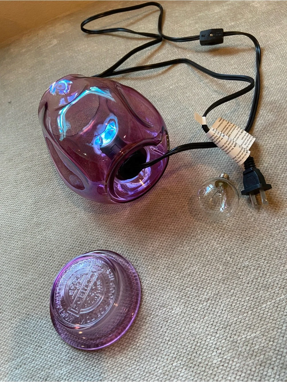 Purple Glass Table Lamp Wax Warmer - Scentsy Bubbled Ultraviolet